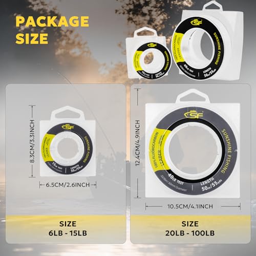 SF 100% Pure Fluorocarbon Leader Material Fishing Line Virtually Invisible Shock Resistant Increased Sensitivity Sink Fast Clear 55yd - color: Clear, size: 55Yds-10LB