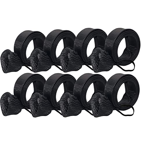 8 Pack Fishing Rod Socks Sleeves, 67 Inches Braided Mesh Rod Protector Cover for Casting/Spinning/Fly/Sea Fishing Rods (Black)