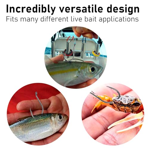 Dr.Fish 50 Pack Big River Bait Hooks Catfish Fishing Hooks Live Bait Offset Freshwater River Fishing Trotline Catfish Tackle - size: #6/0-50 Pack