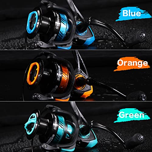 Sougayilang Fishing Reel, Ultralight Spinning Reel with Aluminum Spool, 5.2:1 High Speed Spinning Fishing Reel, 1000-6000 Series for Freshwater - color: Blue, size: 4000