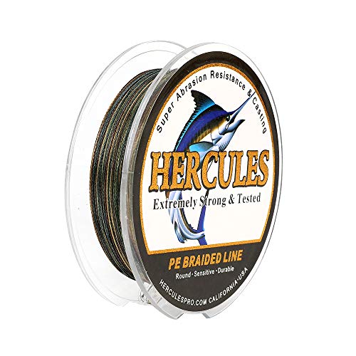 HERCULES Cost-Effective Super Strong 4 Strands Braided Fishing Line 6LB to 100LB Test for Salt-Water, 109/328 / 547/1094 Yards (100M / 300M / 500M / 1000M), Diam# 0.08MM - 0.55MM, Hi-Grade - color: Camouflage, size: 6LB(2.7KG)-0.08MM-109YDS(100M)