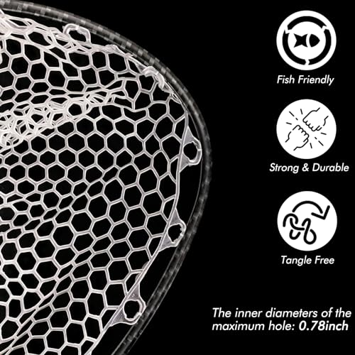 Riverruns Fly Fishing Landing Net Carbon Fiber Trout Net with Measurement Handle, Soft Rubber Mesh - 26" Standard (Wading) / 37" Long (Kayak) - color: 37" Kayak Net (Long) - Black 3K Woven