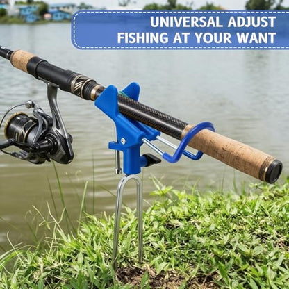 6 Pcs Fishing Rod Holder for Ground Upgraded Bank Fishing Pole Holders Adjustable Extra Long Drill Rod Stand for Catfish, Beach, Mud, Gifts for Men Birthday Christmas - color: Blue