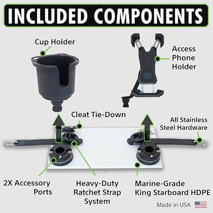 SUP Angler Lite Universal Paddle Board Mount with Paddle Board Fishing Rod Holders, Phone Holders, Cup Holders; Paddle Board Accessories - style: 1 Cup Holder / 1 Phone Holder