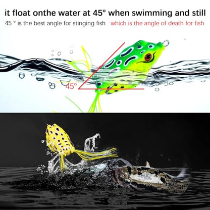 5Pcs Topwater Frog Lures Sets with Bait Box Ray Frog Topwater Fishing Crankbait Lures, for sea bass Snakehead Fish, Frog Soft Bait unaffected by Weed barriers