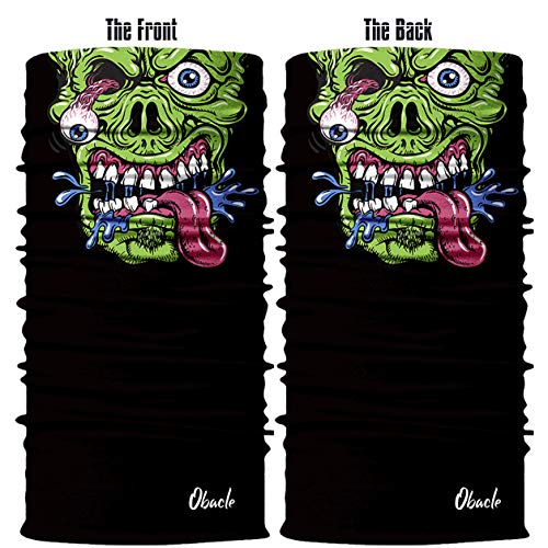 Obacle Bandana Face Mask Neck Gaiter Tube Mask Men Women for Sun Dust Protection - color: Skull Out-of-eye Green