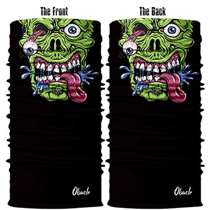 Obacle Bandana Face Mask Neck Gaiter Tube Mask Men Women for Sun Dust Protection - color: Skull Out-of-eye Green