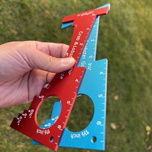 Crab Gauge & Lobster Ruler – 3mm Thick Aluminum Measuring Tool, Heavy-Duty Crab Ruler for Dungeness, Red Rock, Blue Crab & Lobster – Applicable for WA, OR, CA & Atlantic/Gulf States - color: Red