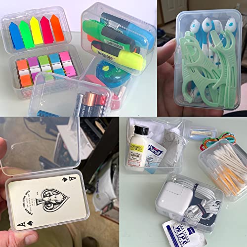 yueton 4pcs Clear White Rectangle Mini Storage Containers Box for Business Card,Accessories,Crafts,Screws,Drills,Battery