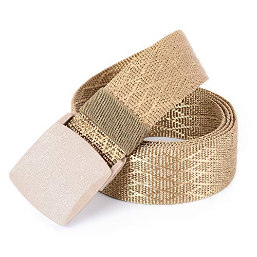 Mile High Life | Nylon Web Belt | Outdoor Military Belt | TSA Safe Buckle Plastic/Metal - color: Khaki 530 Cross
