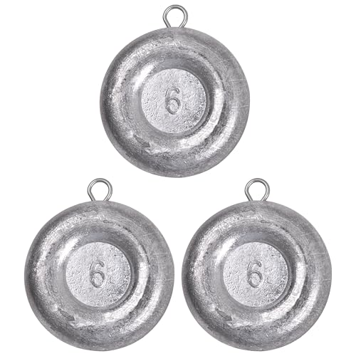 Disc Sinkers Fishing Weights Coin Sinkers Saltwater Surf Fishing Weights for Bottom Drifting Trolling Catfishing Tackle 1oz 2oz 3oz 4oz 5oz 6oz 8oz - style: 6oz-3pcs