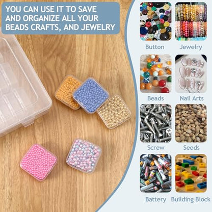 Bead Organizer Box, 30pcs Small Clear Plastic Storage Containers, Craft Storage Box Features Hinged Lid and Labels, Mini Boxes for Bracelets, Jewelry, Diamonds, Clay Beads, Screws, Seeds, Small Parts - style: 30 grids5.5