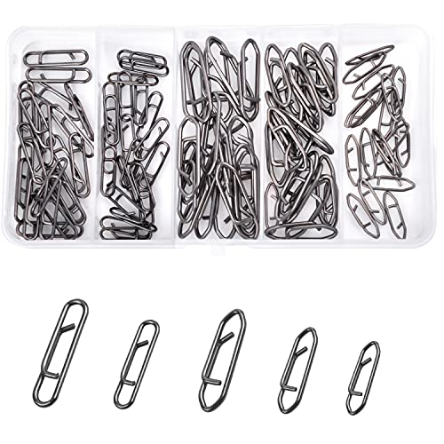 AGOOL Speed Clips for Fishing Lures Kit, Fishing Snaps Clips High Strength Quick Change Clips Stainless Steel Fishing Power Clips Swivels Fishing Tackle Connector Snaps - style: 90pcs Fishing Clips Kit