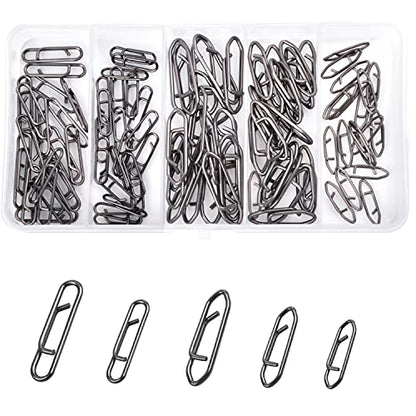 AGOOL Speed Clips for Fishing Lures Kit, Fishing Snaps Clips High Strength Quick Change Clips Stainless Steel Fishing Power Clips Swivels Fishing Tackle Connector Snaps - style: 90pcs Fishing Clips Kit