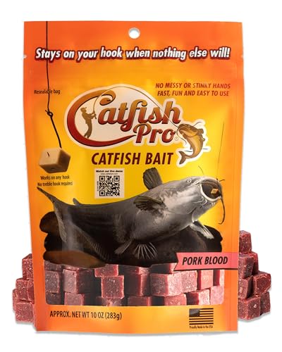 Catfish Pro Catfish Bait - 10oz Bag with 80pcs | Irresistible Scent for Catfish | Mess-Free, Stays On Your Hook When Nothing Else Will | Great for Rod, Reel, Trotline, Jugs & Yoyos Fishing - color: Pork Blood