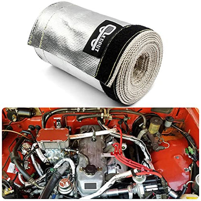 Heat Shroud Sleeve Aluminized 2 Pcs for Ultimate Heat Protection Hose Wire Shield 1-1/2''I.D. x 10FT, with 20 Pcs 7.8Inch Stainless Steel Cable Metal Zip Ties - size: 2*1-1/2''I.D. x 10FT