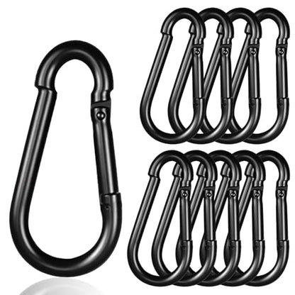Black Carabiner, Heavy Duty Galvanized Steel Spring Snap Hook Carabiner Clips with 770LBS Holding Capacity, Ideal for Outdoor, Hammock, Swing and Travel (10PCS M10 4Inch) - size: 10PCS-M10, style: Black