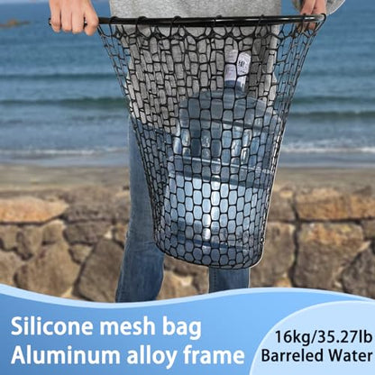 Telescoping Rubber Fishing Net with Handle 64"/46“ Long Silicone Large Fish Landing Net Kayak/Fishpond/Saltwater Extendable Fishing Gear Accessories - color: Black:Upgraded Metal Lock|length:63.8"