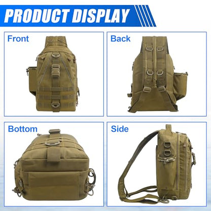 Fishing Backpack Sling Tackle Bag with Rod & Gear Holder Lightweight Outdoor Water-Resistant Shoulder Storage Bag Fishing Gift for Men Women