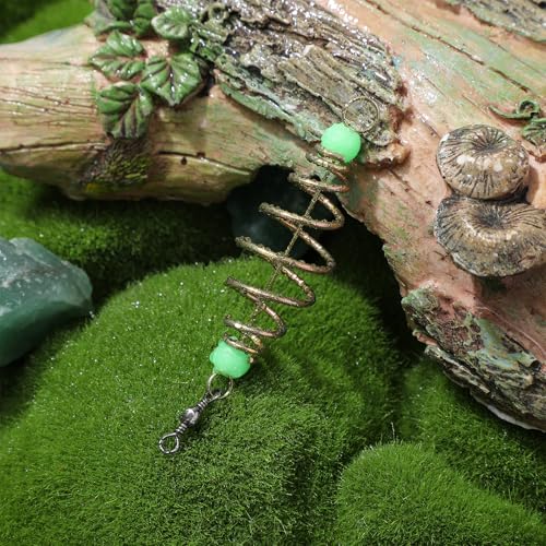 BESPORTBLE 24Pcs Fishing Bait Traps Cage Feeder Basket Holder: Carp Bait Cage Carbon Steel Spring Method Feeder Basket with Luminous Beads Carp Rig, Catfish Chicken Liver and Night Fishing Gear
