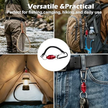 Magnetic Net Release for Fly Fishing, Aluminum Magnetic Quick Release Keychain, Fly Fishing Net Magnet Holder Retractor with Carabiner - color: Dark Red