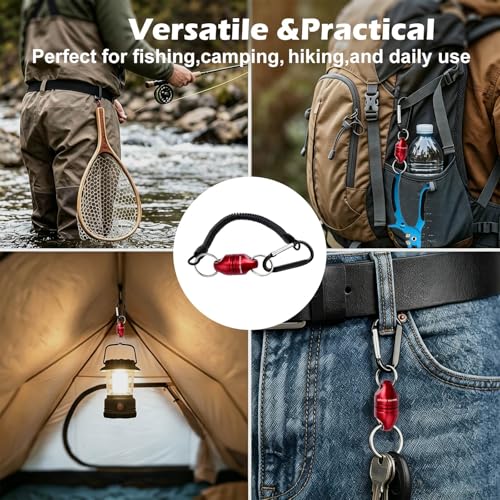 Magnetic Net Release for Fly Fishing, Aluminum Magnetic Quick Release Keychain, Fly Fishing Net Magnet Holder Retractor with Carabiner - color: Dark Red