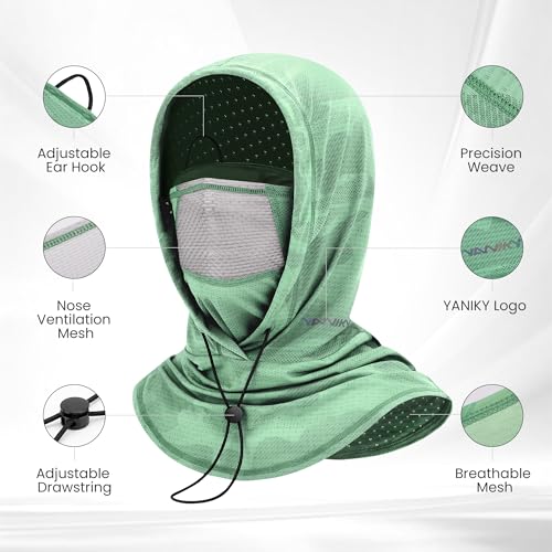 YANIKY Summer Cooling Balaclava with Breathable Holes, Sun UV Protection Face Mask for Running, Cycling, Fishing, Men & Women - color: White & Green Camo Set