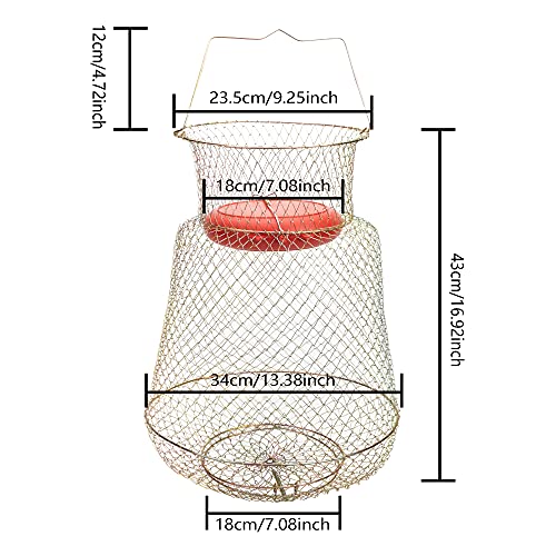 codree Floatable Galvanized Steel Wire Fish Basket, Collapsible Floatable Wire Fishing Basket, Portable Floating Fishing Net Baskets, Robust and Easy to Use