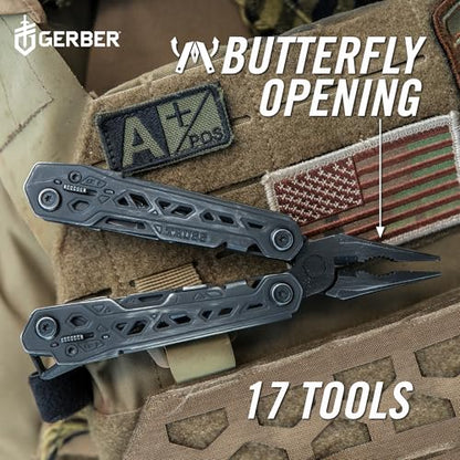 Gerber Gear Truss 17-in-1 Multitool with Pocket Knife and Needle Nose Pliers - Gifts for Men, Compact EDC Gear, Black with Standard Sheath - style: Black Standard Sheath