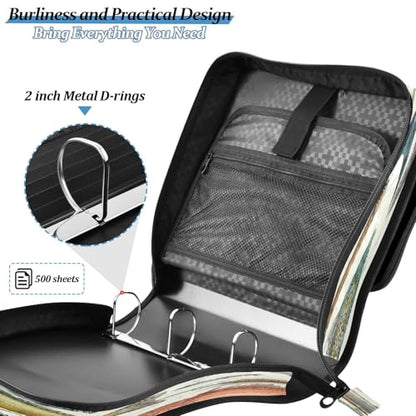 Fish Tool Sea Rods Vintage Lure 3 Ring Zipper Binder with Strap 1.5 inch 500 Sheet Capacity File Folder Storage Organizer