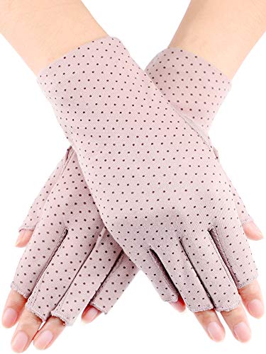 Maxdot Sun Gloves for Women UV Protection Fingerless Non Slip Sunscreen Driving Gloves for Summer Outdoor - style: Purple
