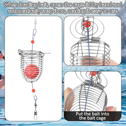Hollowfly 20 Pcs Carp Fishing Bait Trap Cage Bulk Stainless Steel Feeder Basket Holder Coarse Lure Trap Catfish Carp Fishing Accessories - size: 2.36 x 7.48"