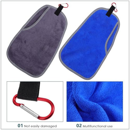 Amosfun 2pcs Clip-on Fishing Towels Sweatproof Rod Wiping Rag Boat Wipe Towels Microfiber Quick-Dry Multi-Purpose for Camping Sports and Outdoor Anglers