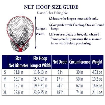 Rubber Fishing Net Replacement Hook Resist Fishing Nets for Fly Fish Landing Net, Trout Nets,Rubber Mesh Bag 4 Size - color: White, size: L:Fits Hoop 19.7"-21"|Net Dia.19.7"|Depth 24"