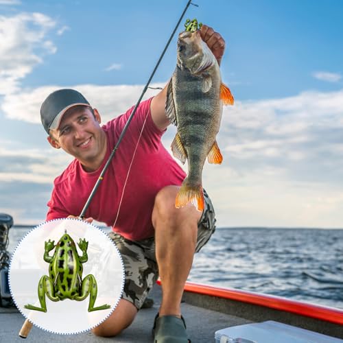 Soulchen 3 Pack Topwater Frog Lure Bass Trout Fishing Lures Kit, Frog and 2 Pocket Frogs Realistic Bait with Legs Weedless Bass Fishing Lures for Freshwater and Saltwater