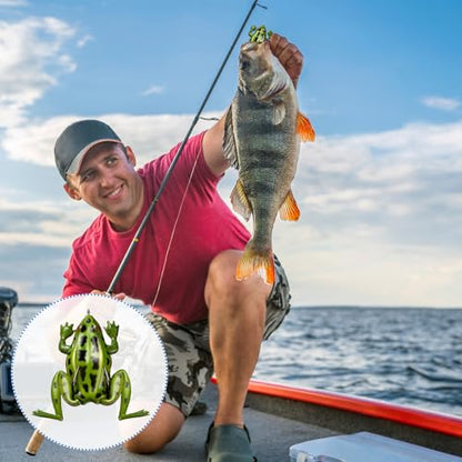 Soulchen 3 Pack Topwater Frog Lure Bass Trout Fishing Lures Kit, Frog and 2 Pocket Frogs Realistic Bait with Legs Weedless Bass Fishing Lures for Freshwater and Saltwater
