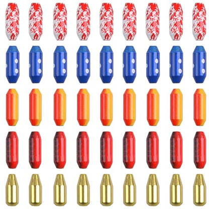 Fishing Spinner Lure Bodies Kit,45PCS Fishing Sinker Weights Brass Painted Spinner Lure Body Brass Fishing Beads Bullet Slip Sinker DIY Inline Spinner Bait Making Supplies Parts