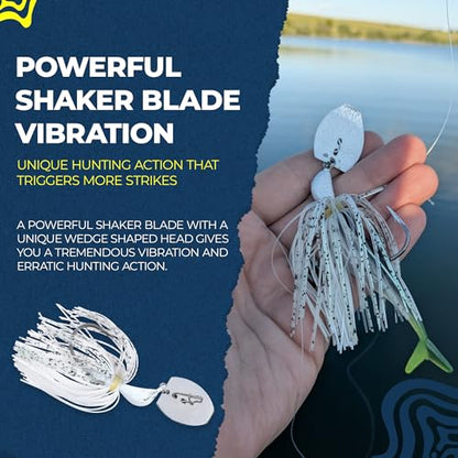 Sidewinder Bladed Jigs for Bass Fishing 1/2 Oz and 3/8 Oz | 2 and 5 - Pack | Fishing lures with 5/0 bladed jig head, vibrating shaker blade, low-column action, lifelike baitfish profile & skirt colors - size: 3/8 oz Baitfish ( Pack of 2 )