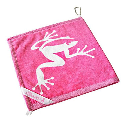 Frogger Amphibian Golf Towel with Wet and Dry Technology, Pink - Golf Bag Accessory for Men and Women with Carabiner Clip - color: Pink/White
