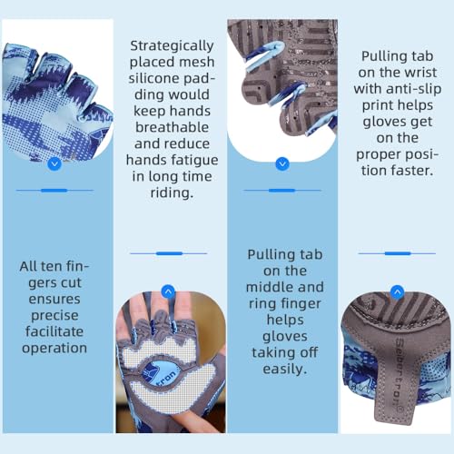 Seibertron S.P.S.G-1 UPF100+ Sun/UV Protection Touchscreen Adult & Youth Glove - color: 1/2 Finger Blue, size: XS Youth