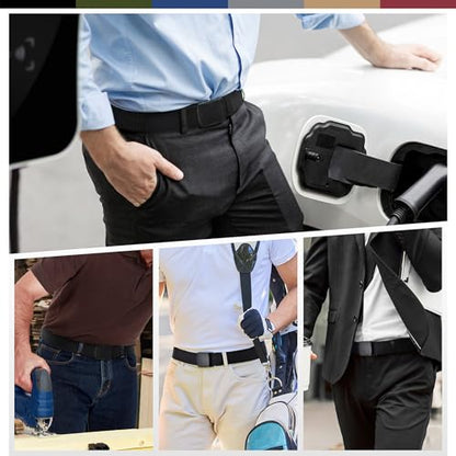 UNGGJKB Men's Tactical Belt, Nylon Casual Elastic Belt, Work Belt That Can Be Cut And Adjusted - color: Brown/Red/Black