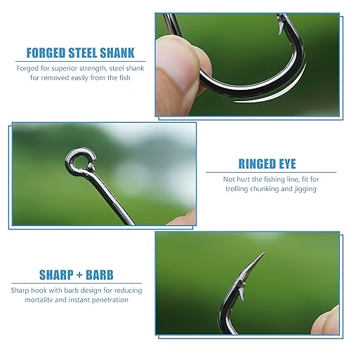 Fishing Hooks Live Bait Hooks Saltwater Circle Hooks Stainless Steel Fishing Hooks 2X Strong Circle Hooks Assist Hooks Bait Fishing Hooks for Ocean Saltwater Freshwater Fishing Size: 1/0-10/0 - size: 30 Pcs, 5/0
