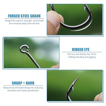 Fishing Hooks Live Bait Hooks Saltwater Circle Hooks Stainless Steel Fishing Hooks 2X Strong Circle Hooks Assist Hooks Bait Fishing Hooks for Ocean Saltwater Freshwater Fishing Size: 1/0-10/0 - size: 30 Pcs, 6/0