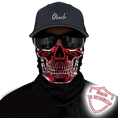 Obacle Neck Gaiter Face Mask Bandana for Dust Wind Sun Protection for Men Women - color: Red Line Skull