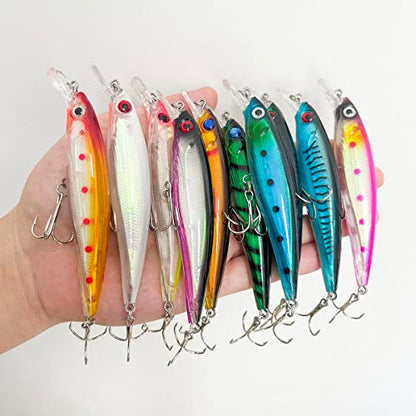 Fishing Lures Kit Set, Baits Tackle Including Crankbaits, Topwater Lures, Spinnerbaits, Worms, Jigs, Hooks, Tackle Box and More Fishing Gear Lures for Bass Trout - color: 18Pcs Fishing Lures