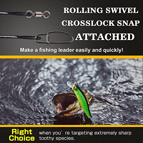 AMYSPORTS High Strength Fishing Leader Kit Heavy Rig Fishing Leaders Swivel Saltwater Line Wire Leader Snap Connector 20pcs 20inch 120lb