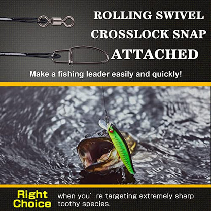 AMYSPORTS High Strength Fishing Leader Kit Heavy Rig Fishing Leaders Swivel Saltwater Line Wire Leader Snap Connector 20pcs 20inch 120lb