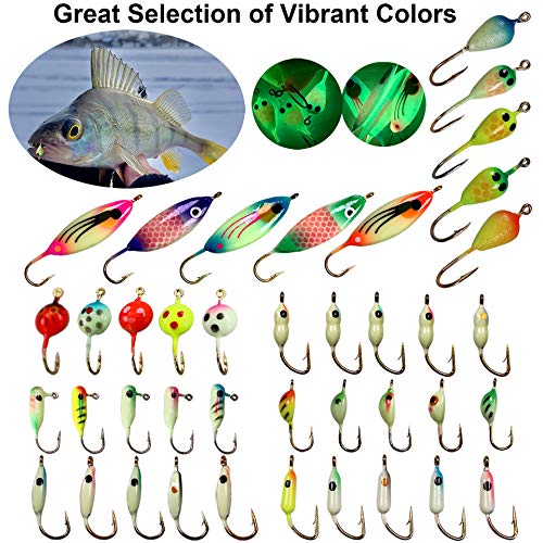 THKFISH Ice Fishing Lures Ice Fishing Jigs Ice Fishing Gear Hard Fishing Lures and Jigs Walleye Ice Fishing Kit Crappie Panfish Pike Jigs,14/26/40PCS - color: B-40PCS