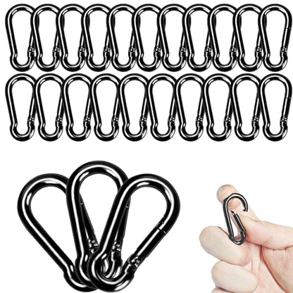 Carabiner Clips Black Twours Spring Snap Hooks Small Carabiners Heavy Duty Galvanized Steel Quick Links for Rust-Resistant Keychain Clips Outdoor Hiking Camping Hammock Fishing 1.56" 1.97" 2.36" 3.15" - size: 1.57inch(M4)--24pcs
