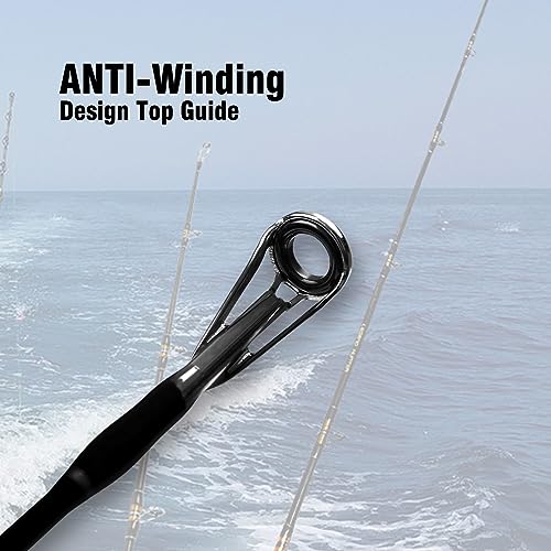 Fiblink Saltwater Jigging Spinning Rod 1-Piece Heavy Jig Fishing Rod (30-50 lb/50-80 lb/80-120 lb, 5 Feet 6 Inch) - style: 5'6" - 50-80lbs -1pc